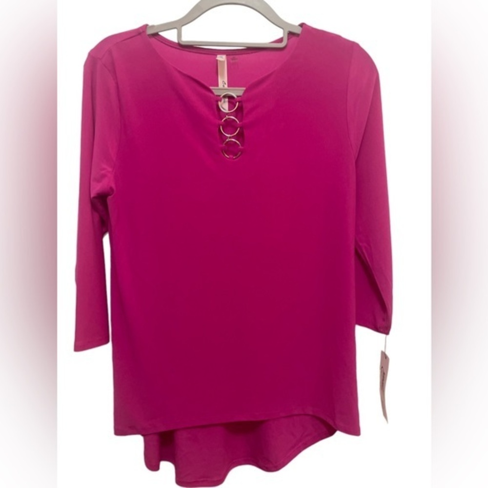 NY Collection Petite Medium Pink Long Sleeve Top NWT